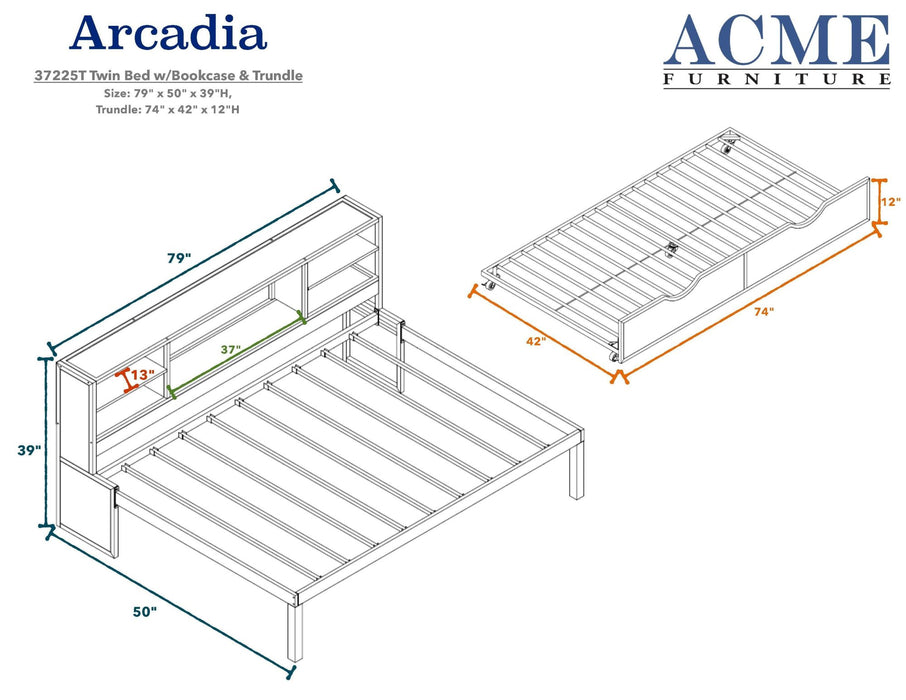 Renell Daybed Bed & Trundle in Black & Silver