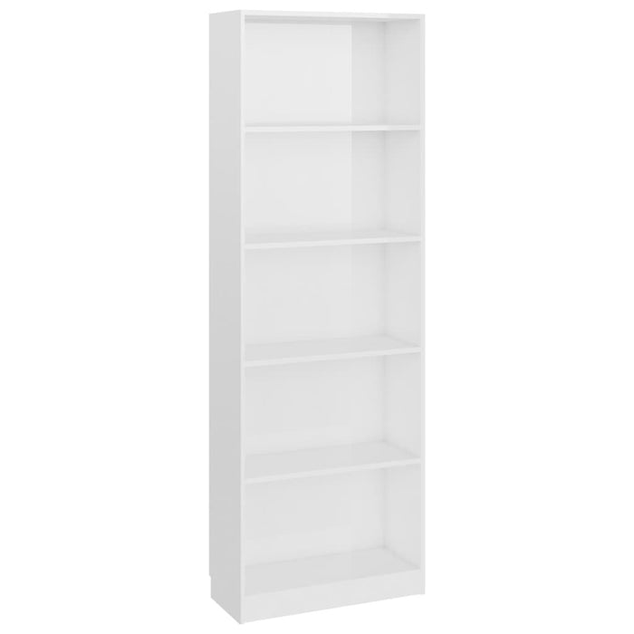 5-Tier Book Cabinet High Gloss White 23.6"x9.4"x68.9" Chipboard