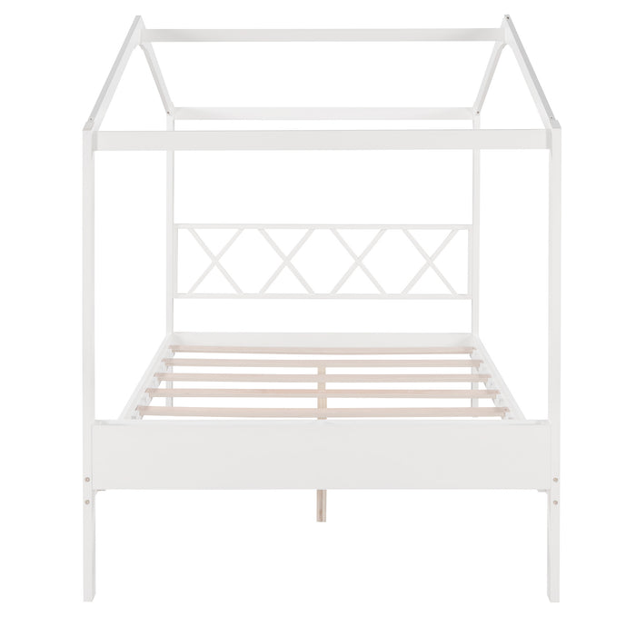 MyRoomz Full Size Wood House Bed with Storage Space