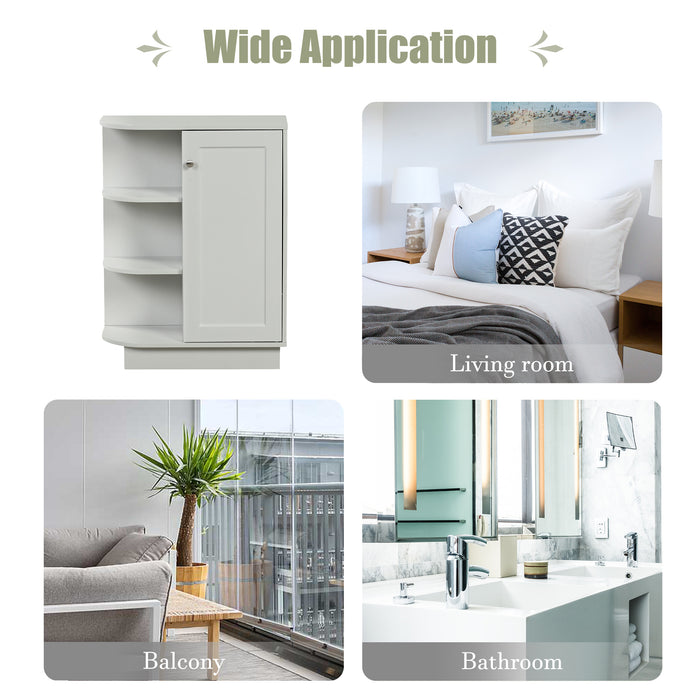 Open Style Shelf Cabinet with Adjustable Plates Ample Storage Space Easy to Assemble, Gray
