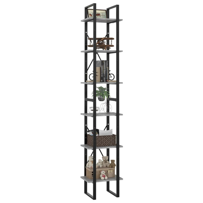 6-Tier Book Cabinet Concrete Gray 15.7"x11.8"x82.7" Chipboard