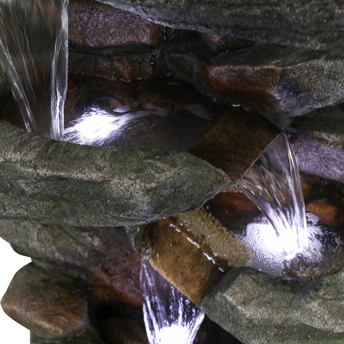 Outdoor Fountain High Rocks Outdoor Water Fountain with LED Lights