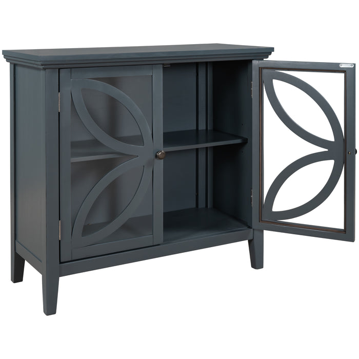 Accent Storage Cabinet Wooden Cabinet with Decorative transparent Door, Modern Sideboard for Entryway, Living Room, Bedroom