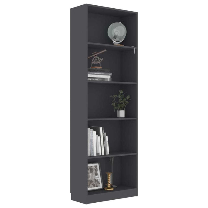 5-Tier Book Cabinet Gray 23.6"x9.4"x68.9" Chipboard