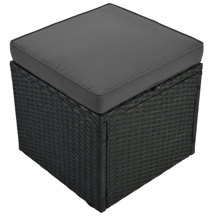 Large Outdoor Wicker Sofa Set, PE Rattan, Movable Cushion, Sectional Lounger Sofa, For Backyard, Porch, Pool, Beige