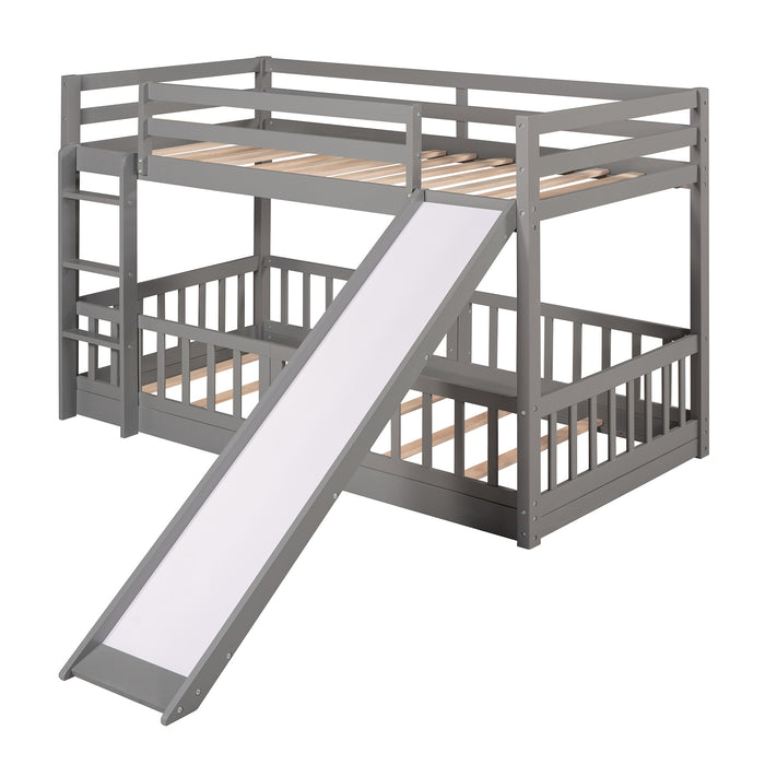 Twin Over Twin Bunk Bed with Slide and Ladder