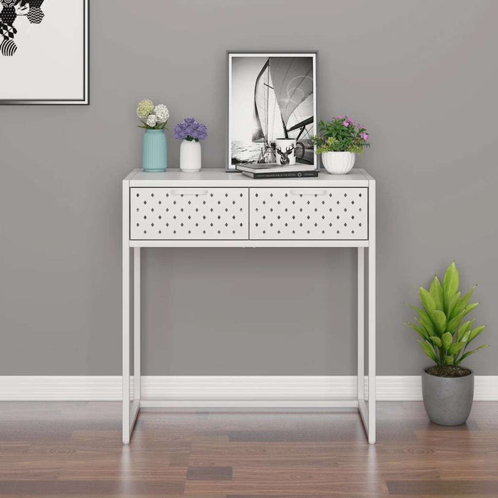 Classic Console Table White 28.3"x13.8"x29.5" Steel