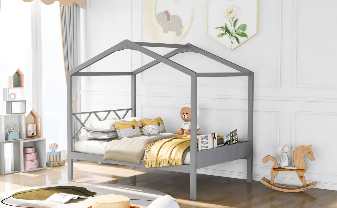 MyRoomz Full Size Wood House Bed with Storage Space