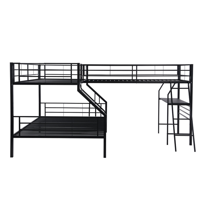 New Space Twin over Full Bunk Bed with a Twin Size Loft Bed attached