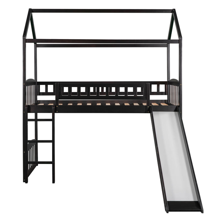 Twin Loft Bed with Slide, House Bed with Slide