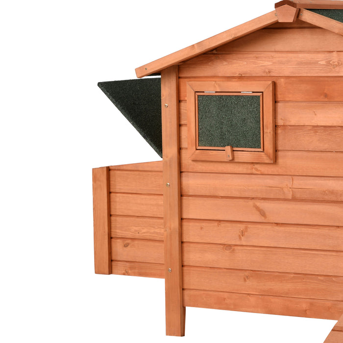 Wood Chicken Coop for 2-3 Chickens, Small Animal Cage Bunny Hutch with Removable Tray and Ramp (Natural,53inch)