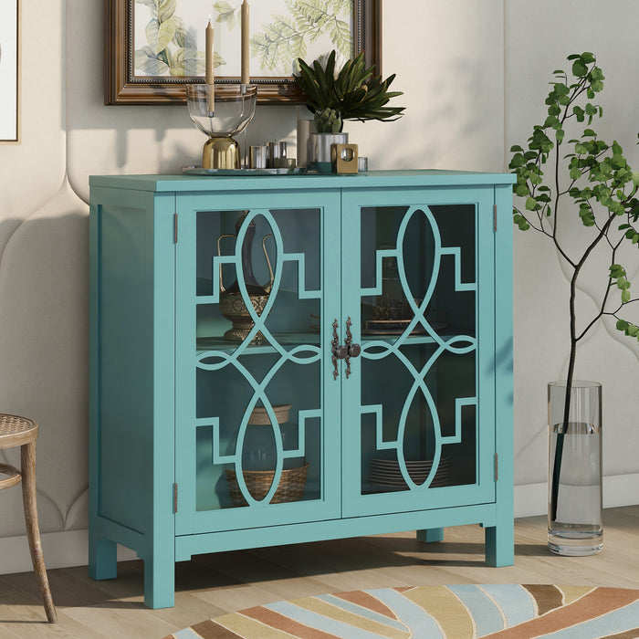 36'' Wood Accent Buffet Sideboard Storage Cabinet with Doors and Adjustable Shelf, Entryway Kitchen Dining Room