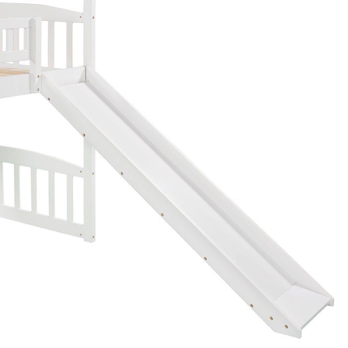 Twin Loft Bed with Slide, House Bed with Slide
