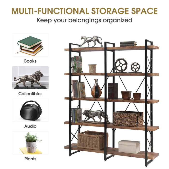 Industrial Design Home Office 5 Tier Bookshelf