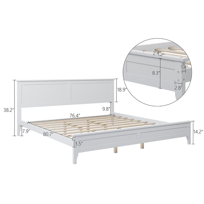 Modern Solid Wood King Platform Bed