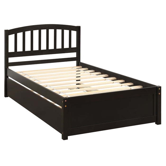 Twin size Platform Bed Wood Bed Frame with Trundle, Espresso RT