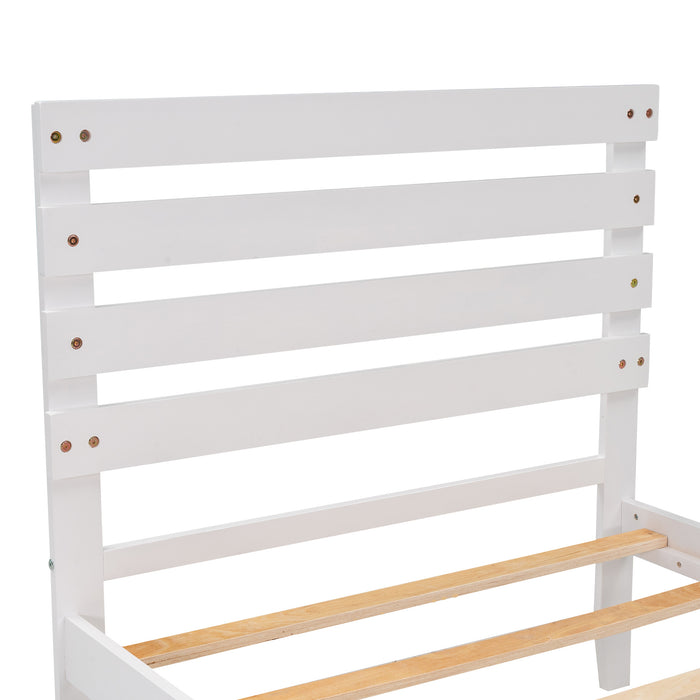 Twin Size Platform Bed with Drawer, White (New) RT