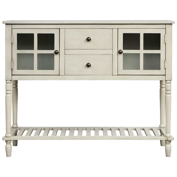 Farmhouse Wood Sideboard Console Table with Bottom Shelf
