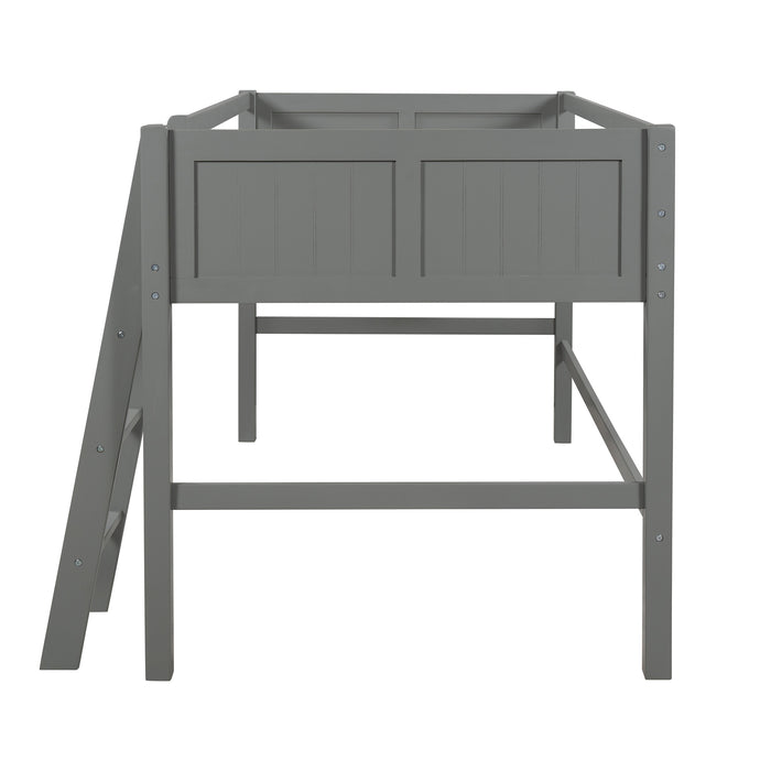 Twin Wood Loft Bed Low Loft Beds with Ladder