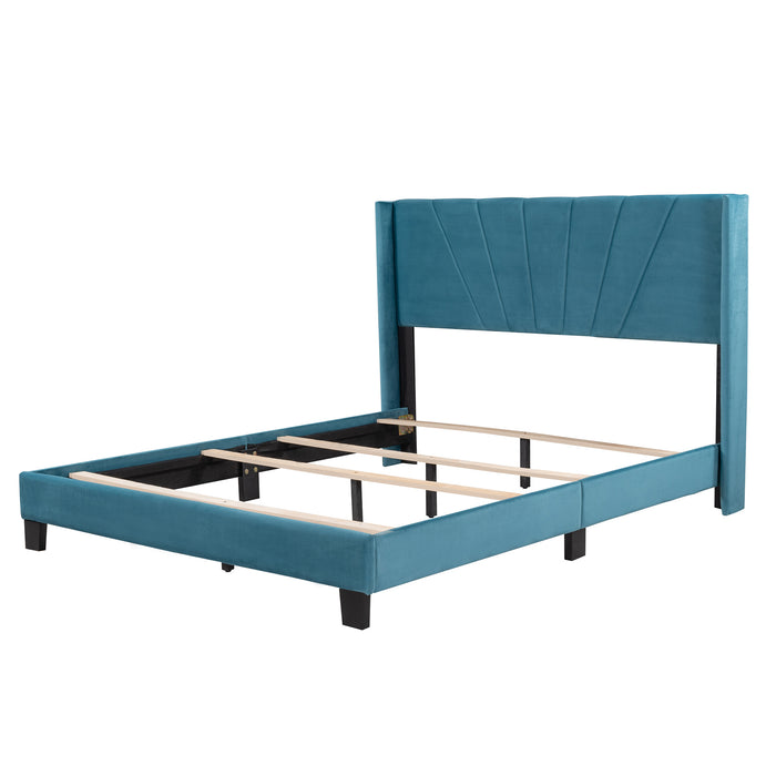 New Space Queen Size Velvet Upholstered Platform Bed