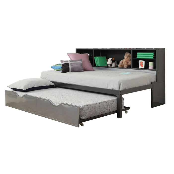 Renell Daybed Bed & Trundle in Black & Silver