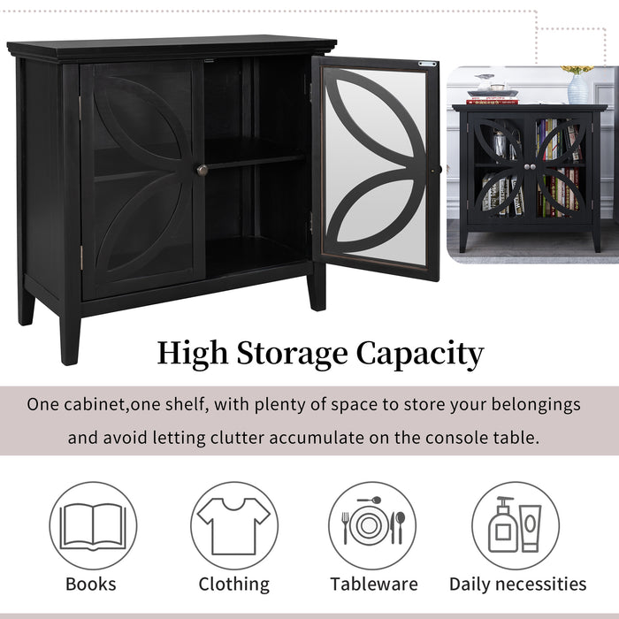 Accent Storage Cabinet Wooden Cabinet with Decorative transparent Door, Modern Sideboard for Entryway, Living Room, Bedroom