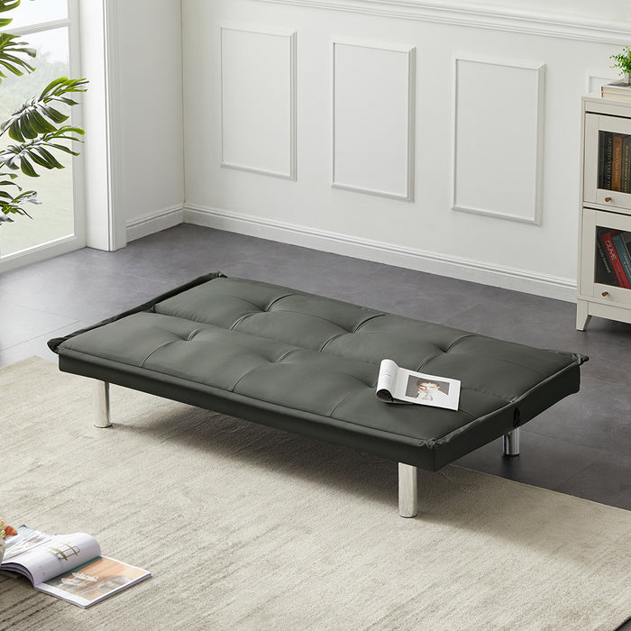 PU Leather Sofa Bed Couch , Convertible Folding Futon Sofa Bed with Metal Legs.