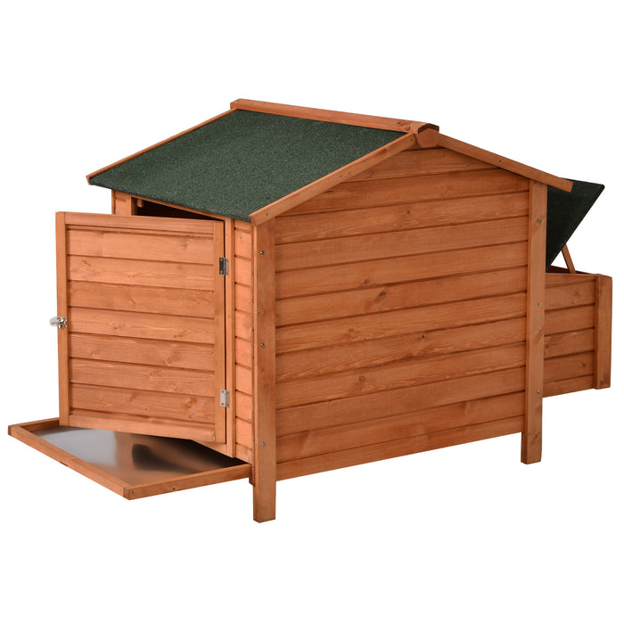 Wood Chicken Coop for 2-3 Chickens, Small Animal Cage Bunny Hutch with Removable Tray and Ramp (Natural,53inch)