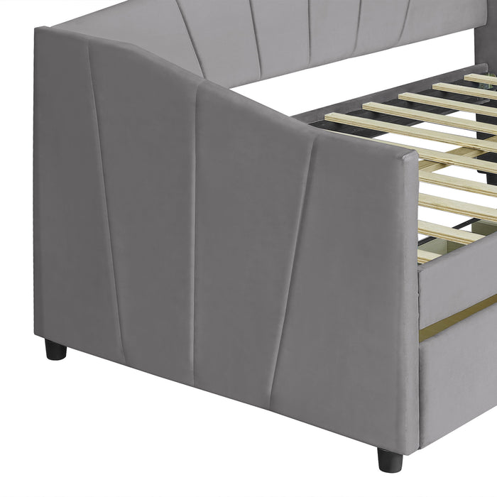 New Space Upholstered daybed Twin Size with Two Drawers and Wood Slat Suppot