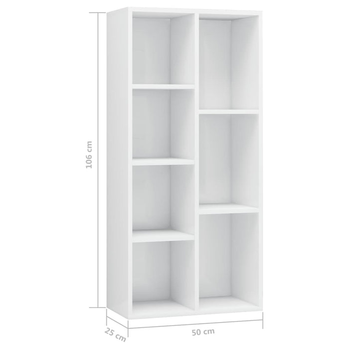 Book Cabinet High Gloss White 19.7"x9.8"x41.7"