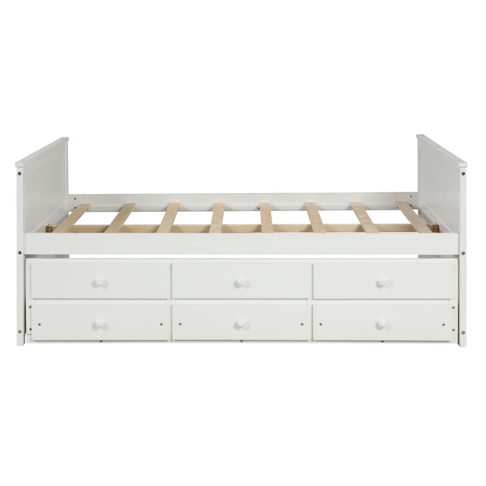 Full Captain Bed With Twin Size Trundle And 3 Drawers Made By Solid Wood