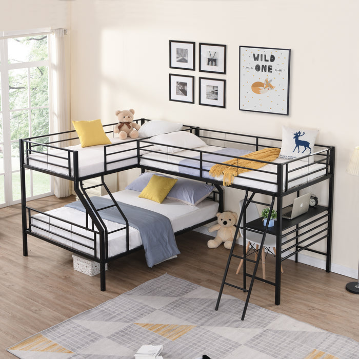 New Space Twin over Full Bunk Bed with a Twin Size Loft Bed attached