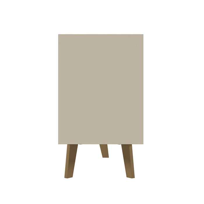 DunaWest 54 Inch Wooden TV Stand with 1 Door and 2 Compartments, Brown and Off White