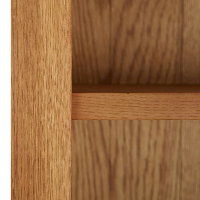 Bookcase 4 Doors 35.4"x13.8"x78.7" Solid Oak Wood and Glass