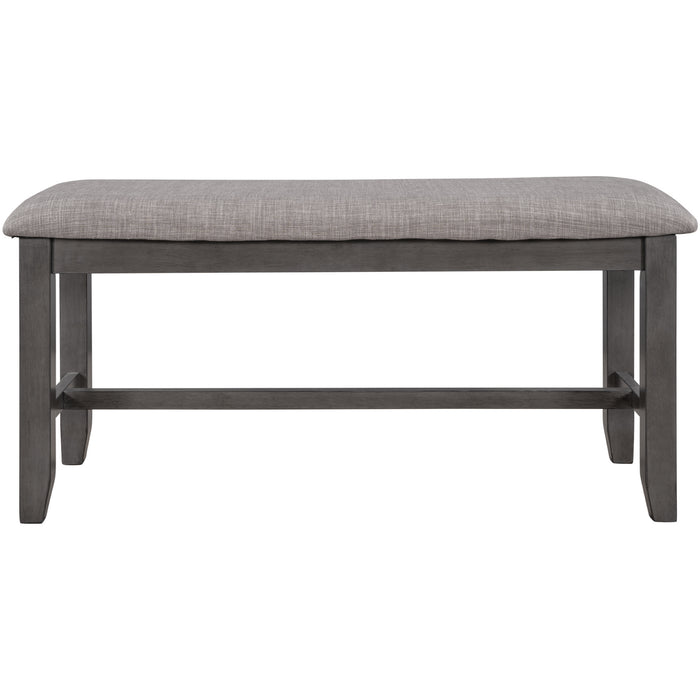 6-Piece Kitchen Dining Table Set Wooden Rectangular Dining Table, 4 Fabric Chairs and Bench Family Furniture