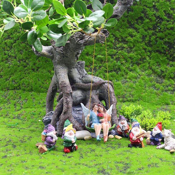 Miniature Fairies Garden Couples Figurines Kit with Squirrels