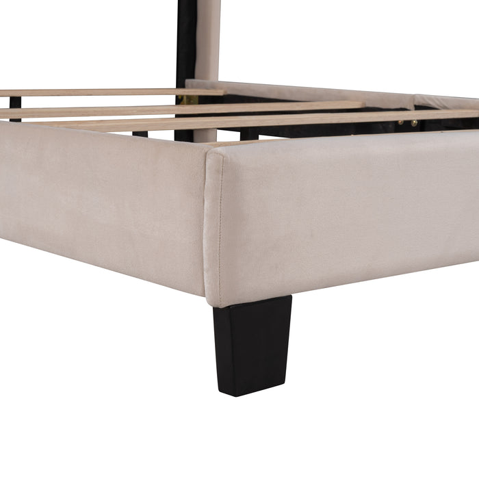 New Space Queen Size Velvet Upholstered Platform Bed