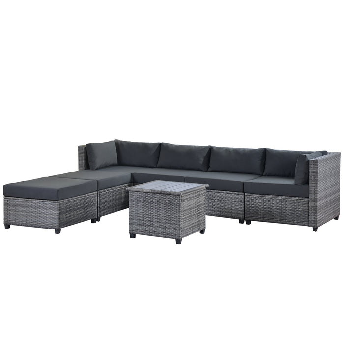 7 Piece Rattan Sectional Seating Group with Cushions, Outdoor Ratten Sofa NEW!
