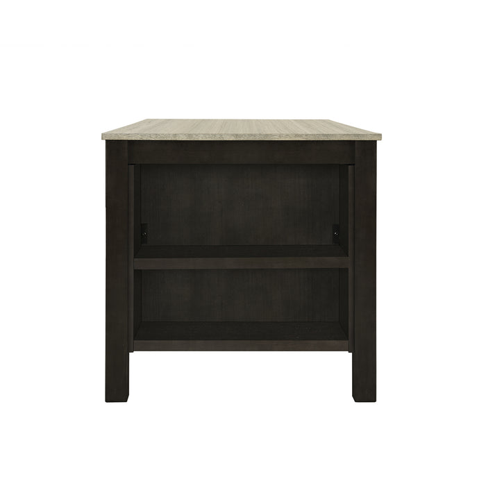 Farmhouse Wood 5-Piece Dining Table Set with 2-Tier Storage Shelves,Kitchen Set for 4 with Padded Dining Chairs