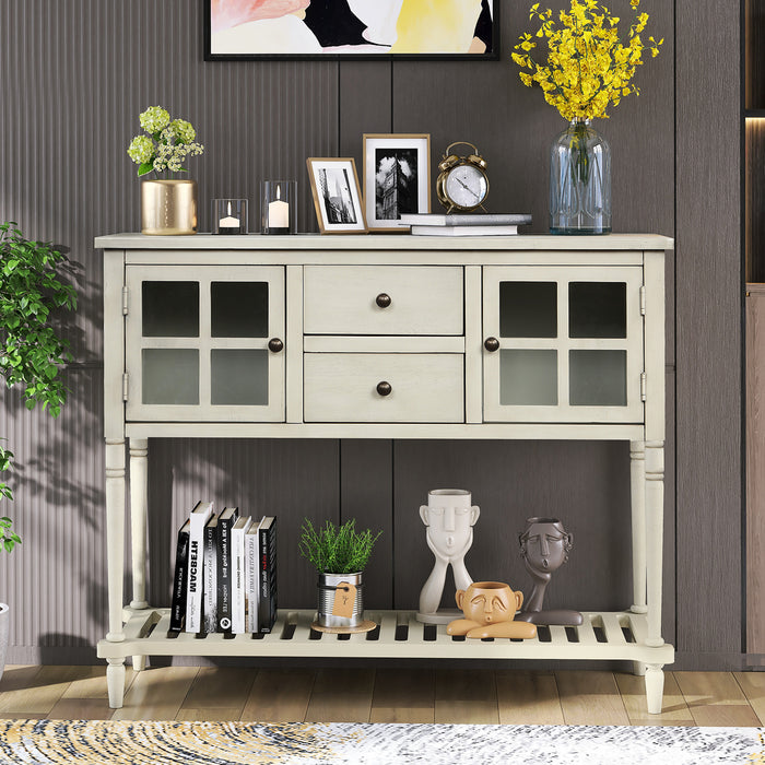Farmhouse Wood Sideboard Console Table with Bottom Shelf