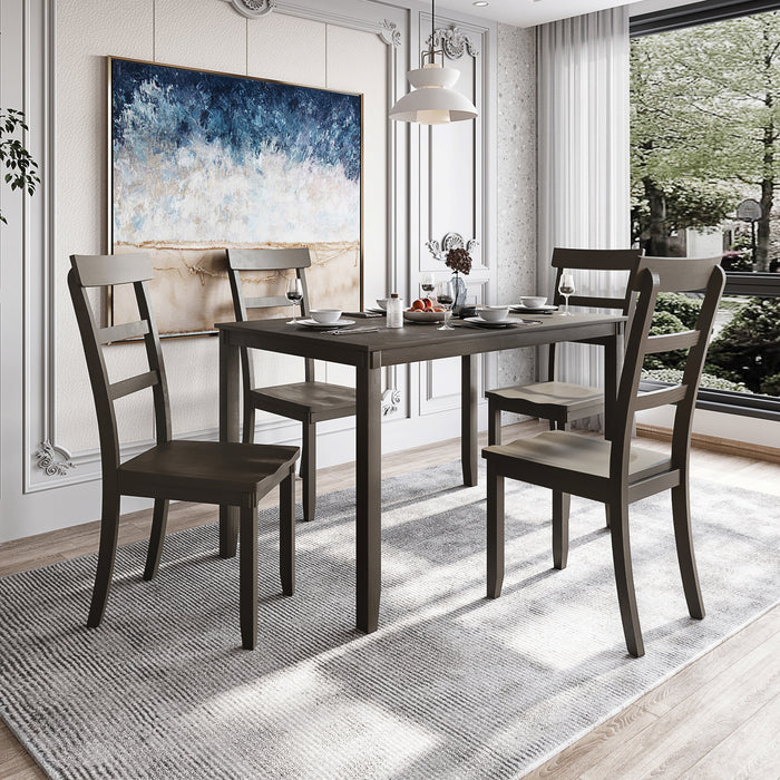 5-piece Kitchen Dining Table Set Wood Table and Chairs Set for Dining Room (Gray)