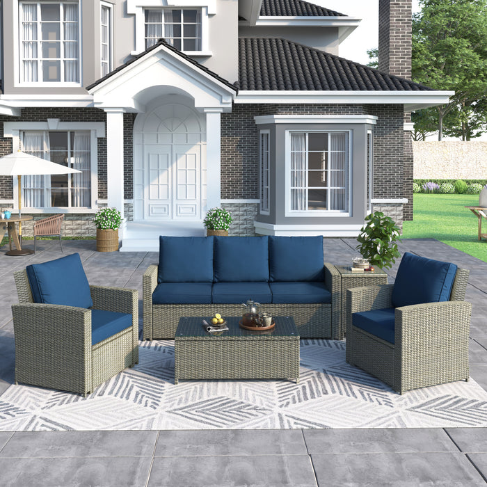 5-Piece Classic Rattan Sectional Seating Group Set