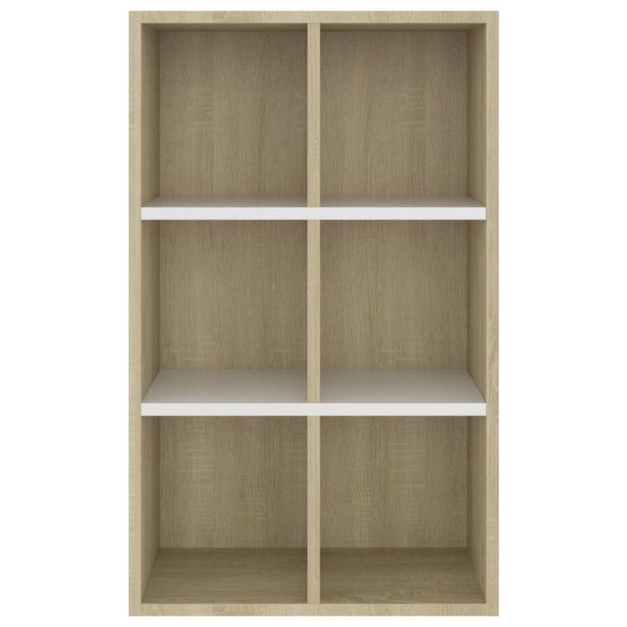 Book Cabinet/Sideboard White and Sonoma Oak 26"x11.8"x38.5" Chipboard