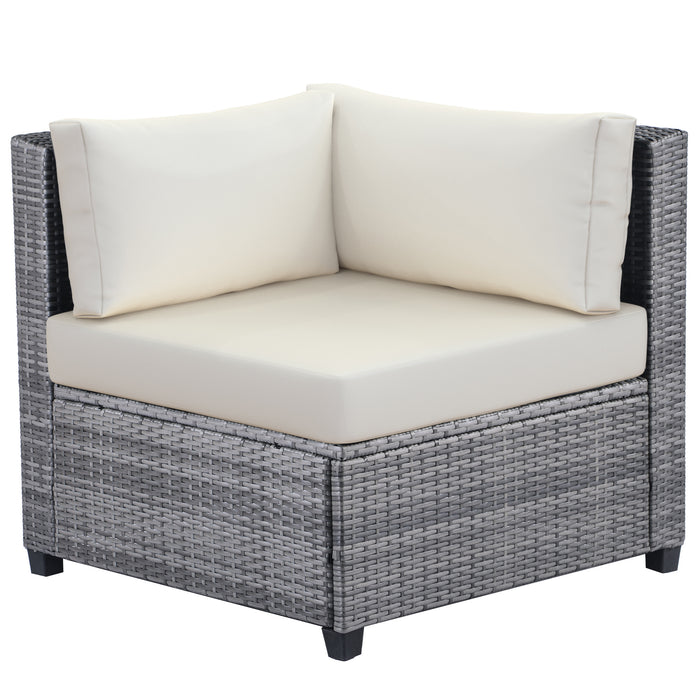 7 Piece Rattan Sectional Seating Group with Cushions, Outdoor Ratten Sofa NEW!