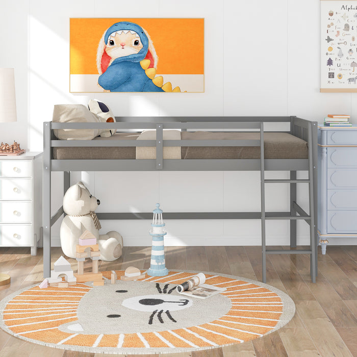 Twin Wood Loft Bed Low Loft Beds with Ladder