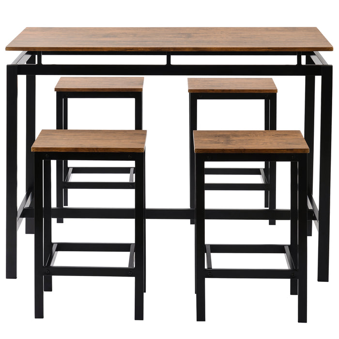 5-Piece Kitchen Counter Height Table Set, Industrial Dining Table with 4 Chairs