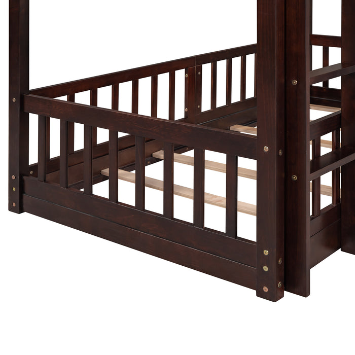 Twin Over Twin Bunk Bed with Slide and Ladder