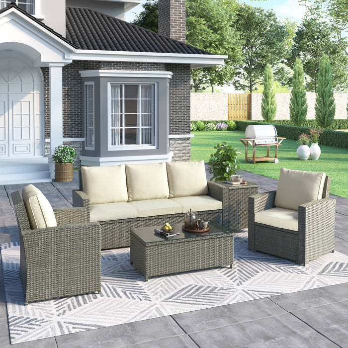 5-Piece Classic Rattan Sectional Seating Group Set