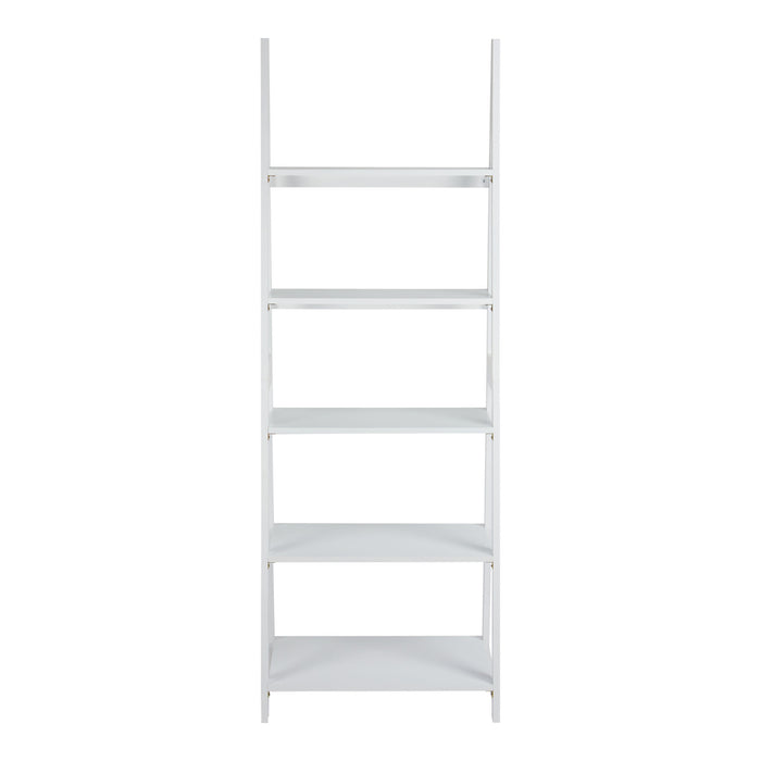 DunaWest 70 Inch Solid Wood Ladder Bookshelf, 5 Tier Storage, A Shape Frame, White