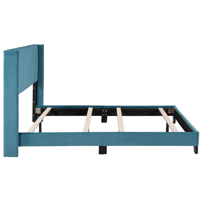 New Space Queen Size Velvet Upholstered Platform Bed